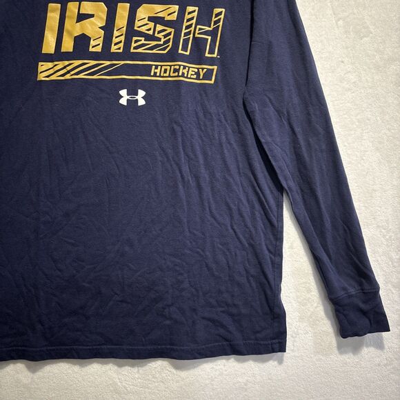 Under Armour Notre Dame Fighting Irish Hockey Long Sleeve Shirt Mens Medium Blue - Picture 5 of 12